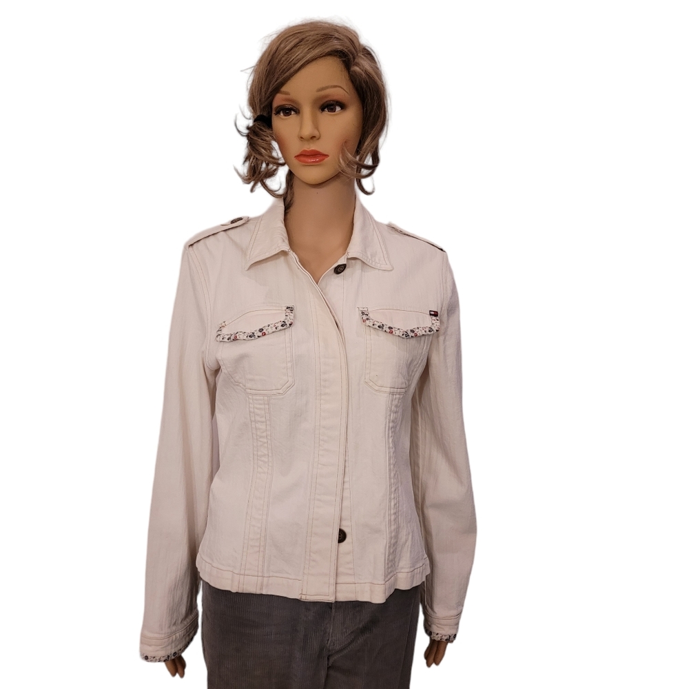 Tommy Jeans White Denim Jacket Size Large - Picture 1 of 11